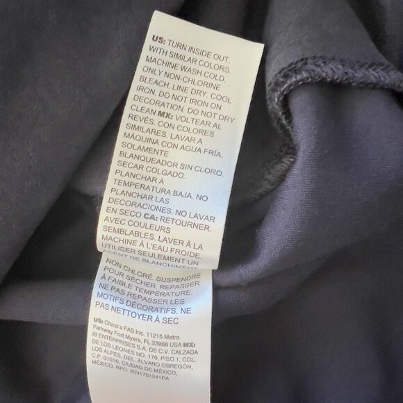 Chico’s Tunic Size 1 (M) Navy Blue Ponte Faux Suede Button Sleeves - Picture 6 of 9